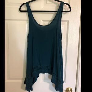 teal tank top with lace detailing
